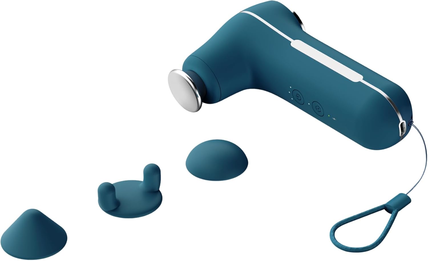 Portable Massage Gun for Muscle Recovery, Variable Intensity Mini Body & Facial Massager for Active Adults with 3 Speeds, 3 Attachments, Quiet Cordless Design