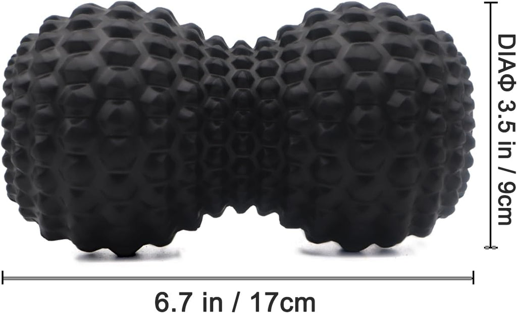 Peanut Massage Ball, Double Lacrosse Massage Roller Ball for Deep Tissue Muscle Massage, Physical Therapy, Myofascial Release, Muscle Knots, and Yoga Therapy (Black)