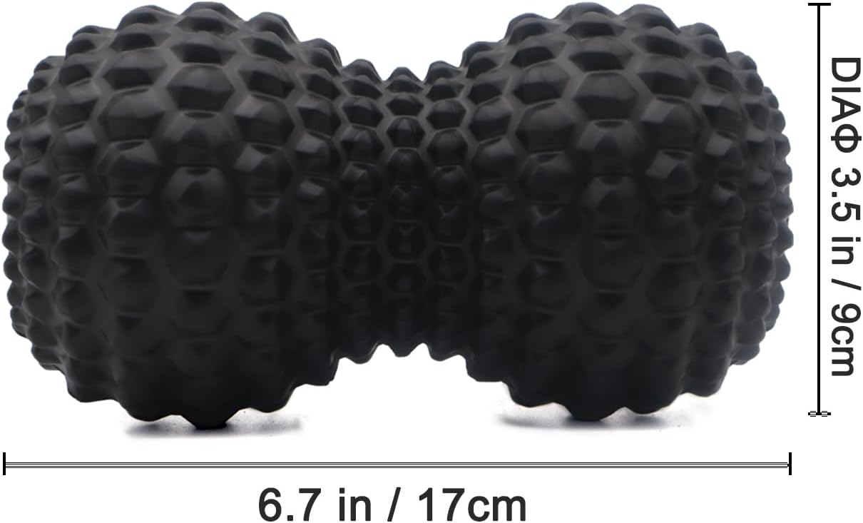 Peanut Massage Ball, Double Lacrosse Massage Roller Ball for Deep Tissue Muscle Massage, Physical Therapy, Myofascial Release, Muscle Knots, and Yoga Therapy (Black)