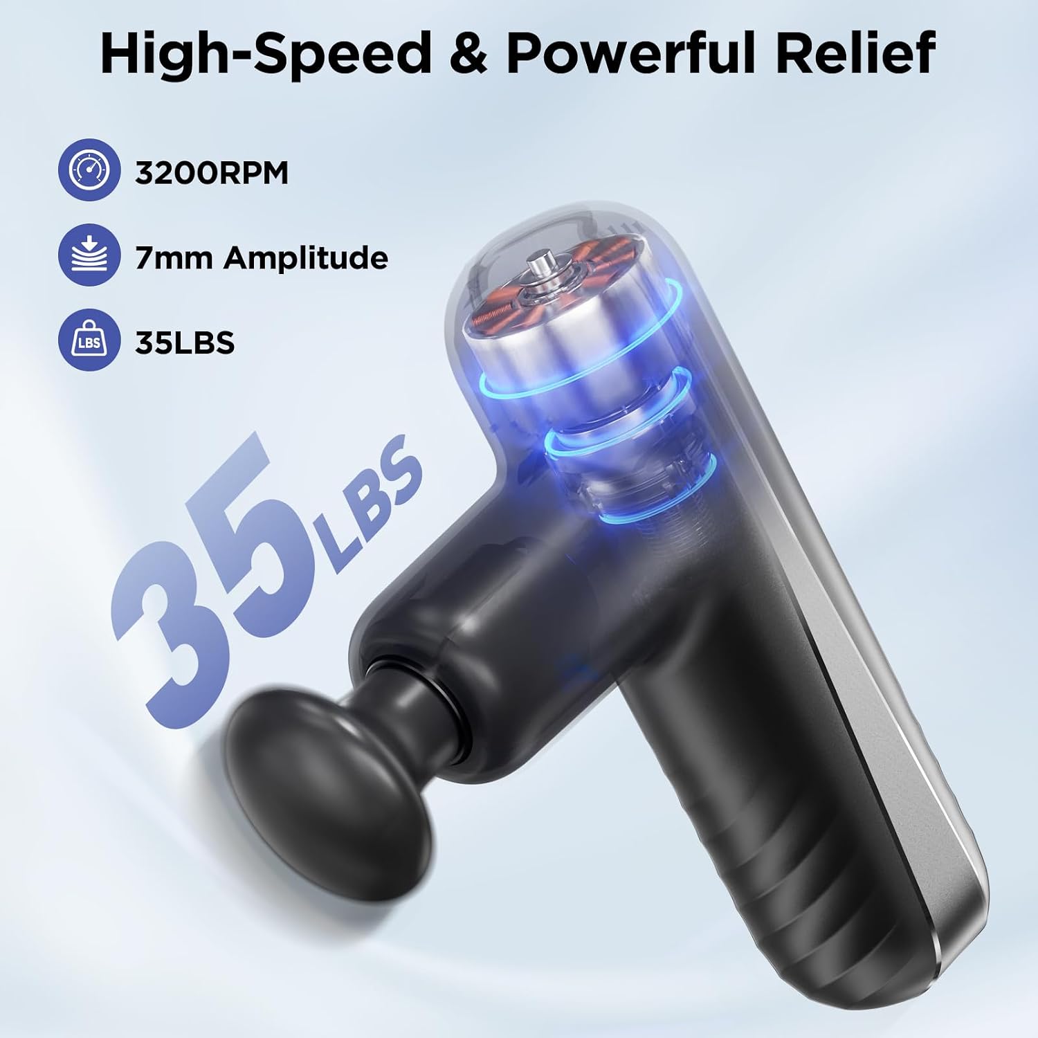 Mini Massage Gun, Powerful Handheld Muscle Massager for Muscle Relaxation, Deep Tissue Percussion Small Massage Gun Travel Massager with 4 Massage Heads Silent Brushless Motor, Black