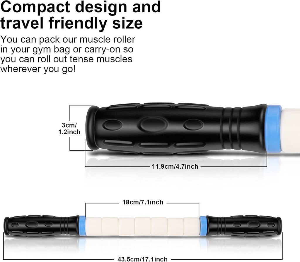 Premium Muscle Roller the Ultimate Massage Roller Stick 17 Inches Recommended By Physical Therapists Promotes Recovery Fast Relief for Cramps Soreness Tight Muscles-White