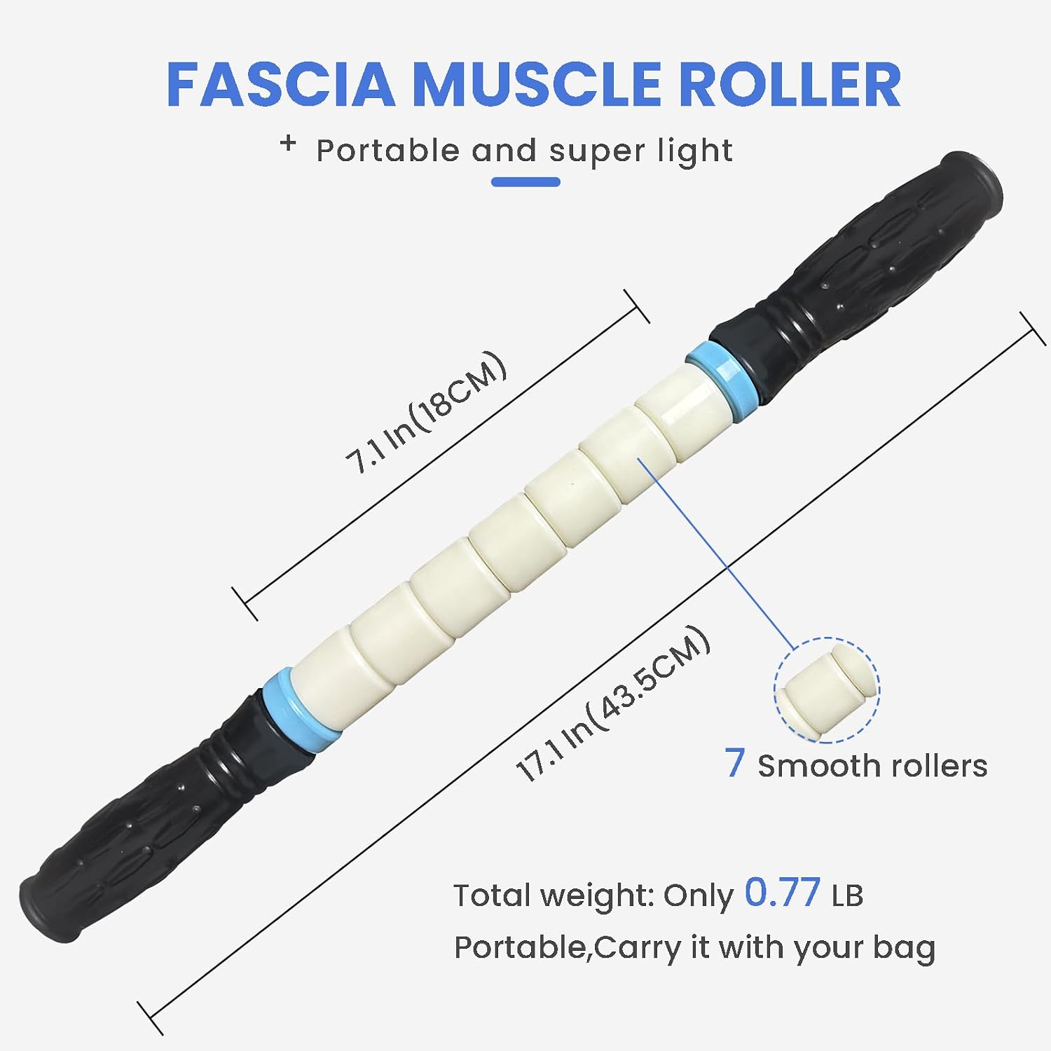 Muscle Roller Stick  Massage Roller for Lymphatic Drainage, Cellulite Massager, Leg Massager for Circulation and Pain Relief, Deep Tissue & Trigger Point Massage