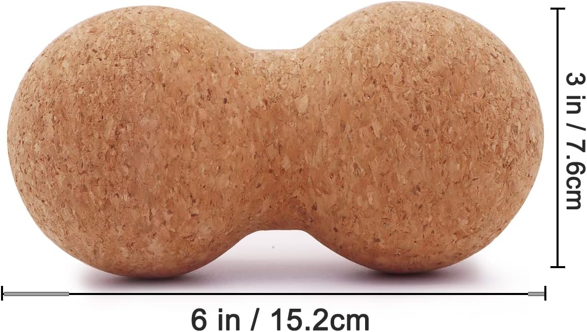 Cork Peanut Massage Ball, Peanut Double Lacrosse Massage Ball for Deep Tissue Muscle Massage, Myofascial Release, Muscle Knots, and Yoga Therapy