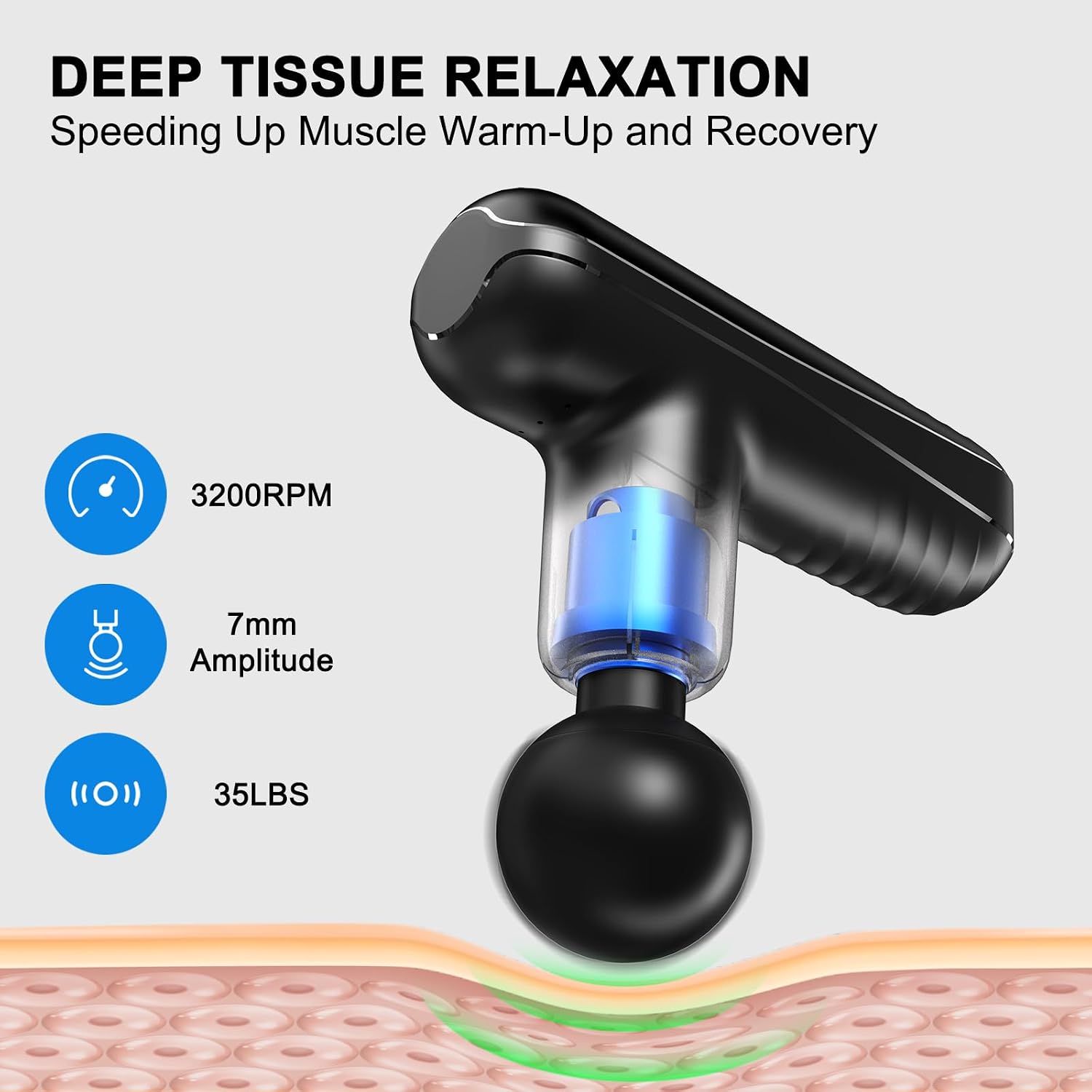 Mini Massage Gun for Deep Tissue Percussion - Portable Handheld Massager for Muscle Relaxation with 4 Massage Heads High-Intensity Vibration Rechargeable Small Massage Gun