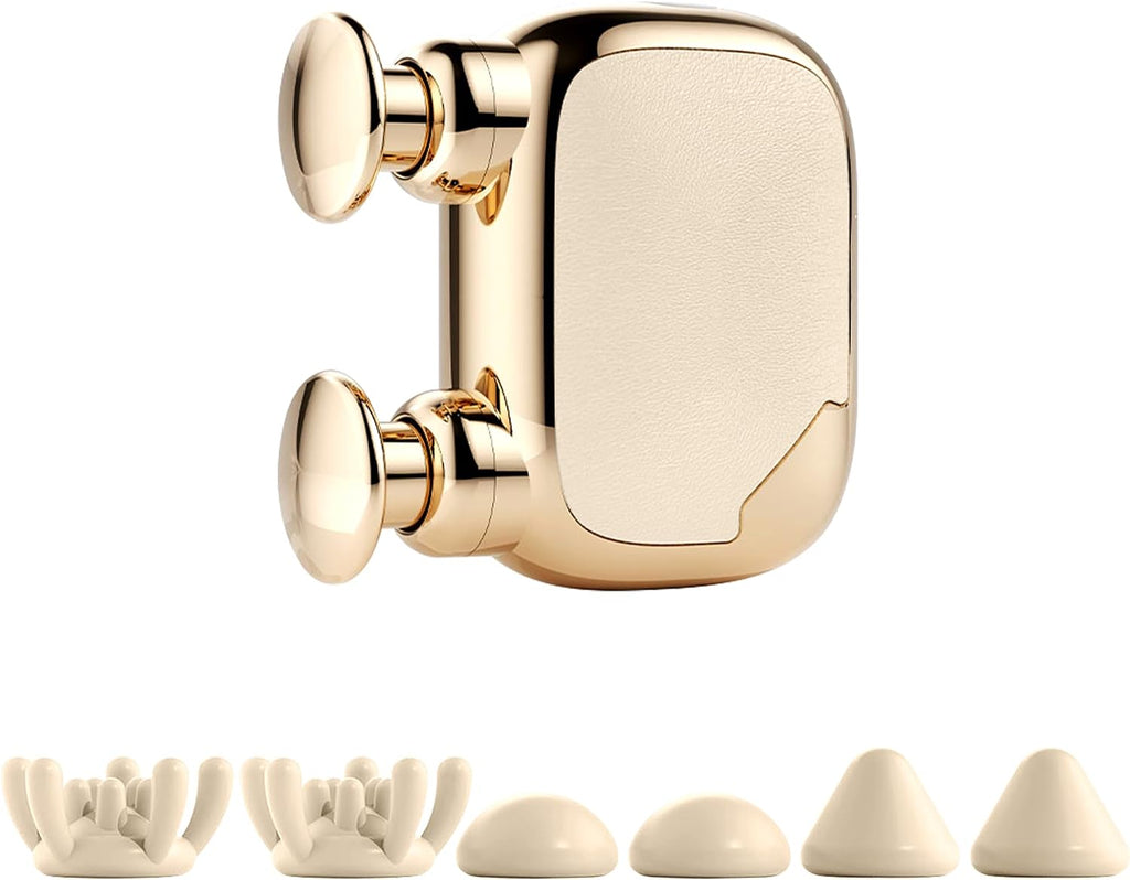 Mini Dual-Head Massage Gun, Portable Deep Tissue Massager for Pain Relief, Muscles/Neck/Shoulders/Arms/Legs Massager with 4 Massage Heads & 3 Speed Levels, Golden