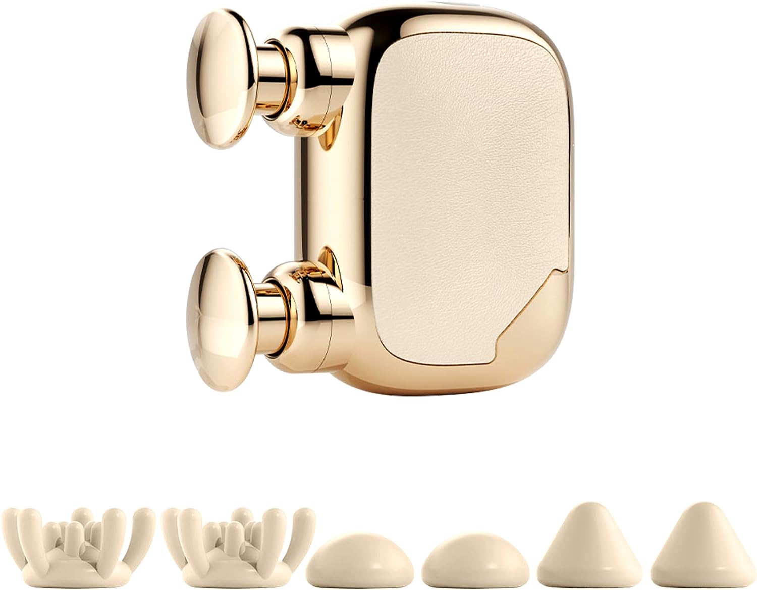 Mini Dual-Head Massage Gun, Portable Deep Tissue Massager for Pain Relief, Muscles/Neck/Shoulders/Arms/Legs Massager with 4 Massage Heads & 3 Speed Levels, Golden