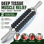 Muscle Roller Stick, Double Row Deep Tissue Massage Stick for Muscle Recovery, Portable Massage Roller for Legs, Calves & Back, Trigger Point Therapy for Athletes & Runners