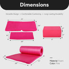 7-Piece Yoga Set with 71x24x1 Inches Extra Thick Mat and Carrying Sling – Includes 2 Blocks, Stretch Strap, 2 Towels, and Knee Pad for Home, Studio, and Gym Workouts