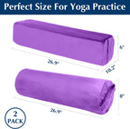 2-Pack Yoga Bolster Pillow Set: Rectangular & Cylinder Pillows for Meditation and Support, Yoga Pillows with Washable Velvet Cover, Triple-Layer Sponge with Carry Handle, Purple