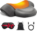 Cordless Heated Neck Massager Pillow for Pain Relief Deep Tissue, 3-in-1 Rechargeable Neck Cervical Traction Device with Heat, Massage, Electric Stretch, Ergonomic Shoulder Relaxer,Grey