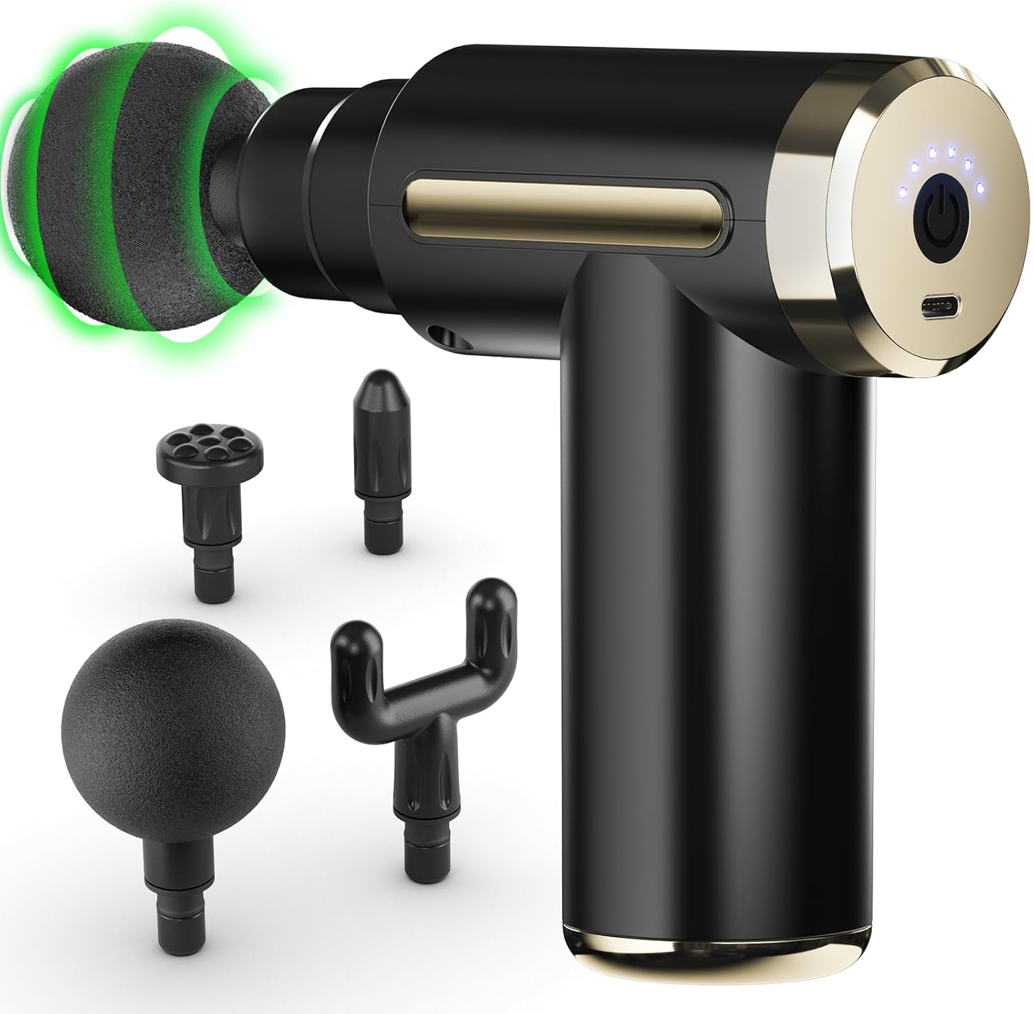 Massage Gun Deep Tissue for Pain Relief with 4 Massage Heads & 6 Speeds, Electric Mini Handheld Body Massager for Any Pain Relief, Best Gifts for Men and Mom