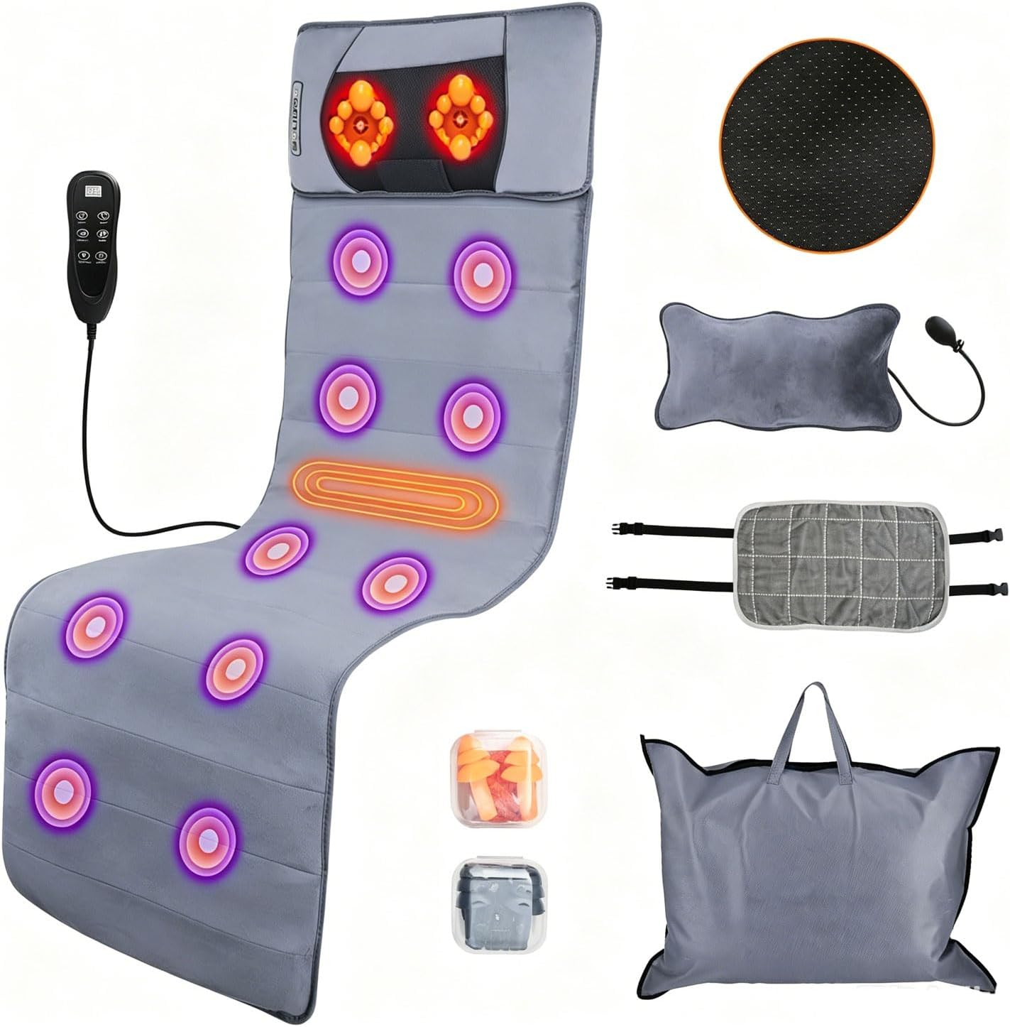 Heat Vibration Massage Mat Full Body Electric Massage Cushion Back Massage Pad with 10 Vibration Motors Timer Neck Massage Pillow Massage Mat for Chair Sofa | 10 Vibration Motors Timer Neck Massage Pillow Electric Massage Mat for Chair Sofa Mom Ideal Gift
