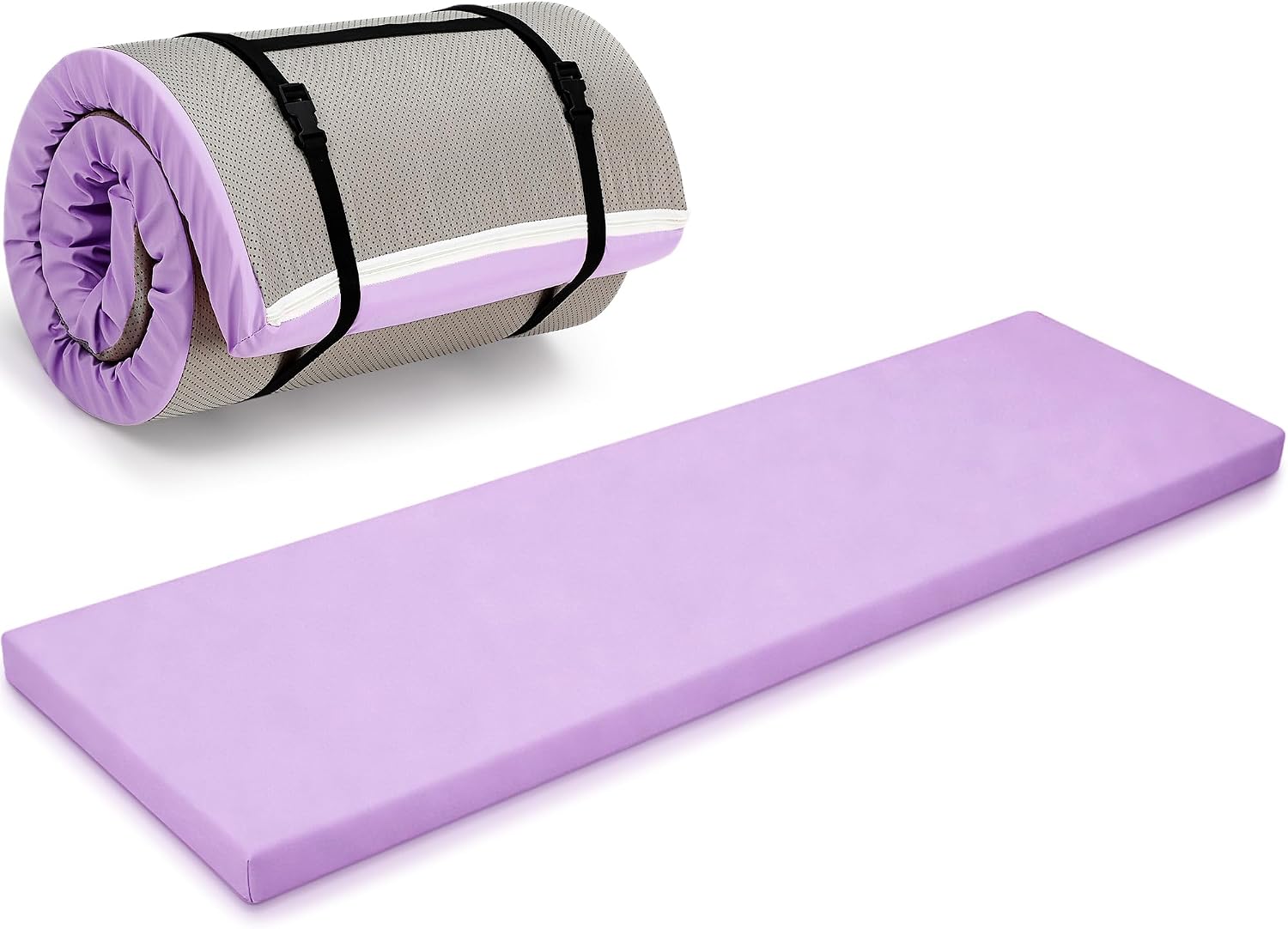 2 Inch 72"x24" Thick Foldable Yoga Mat with Carry Strap, Non-slip Portable Foam Gym Mat for Yoga, Pilates and Stretching