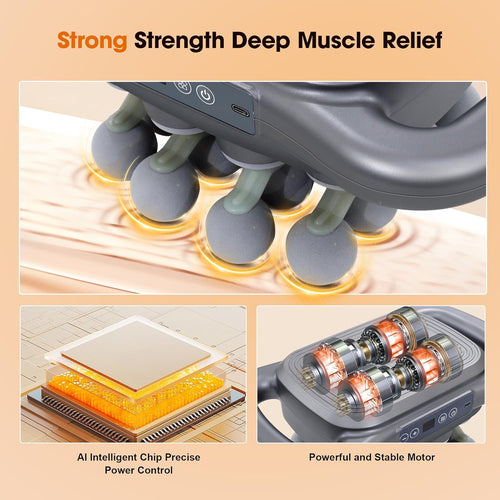 16 Head Massage Gun Set, Deep Tissue Percussion Massager, 2600mAh Electric Massage Tools with 9 Styles & Levels, Silver Grey