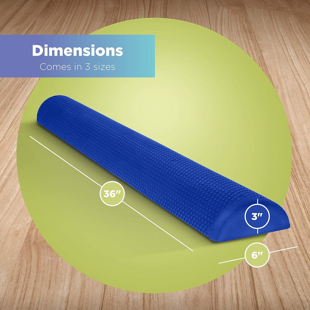 High Density EVA Foam Roller for Physical Therapy – Deep Tissue Massager with Textured Bumps for Myofascial Release & Fitness Training - Lightweight & Durable 36" Half Foam Roller – Made in the USA